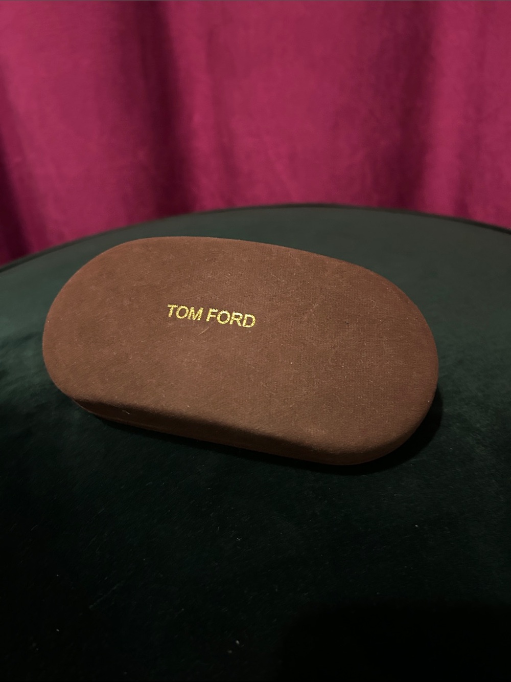Tom Ford Brown Eyewear Case with Gold Logo